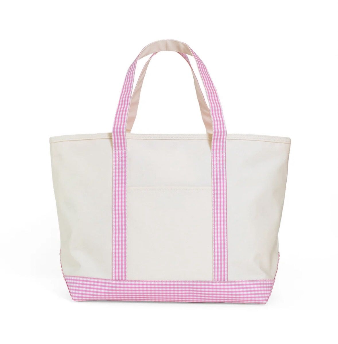 Gingham Maxi Coated Canvas Tote, Trim Color: Pink Trim