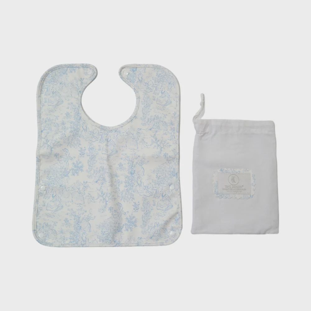 Bunny Toile Best Bib, Color: Blue