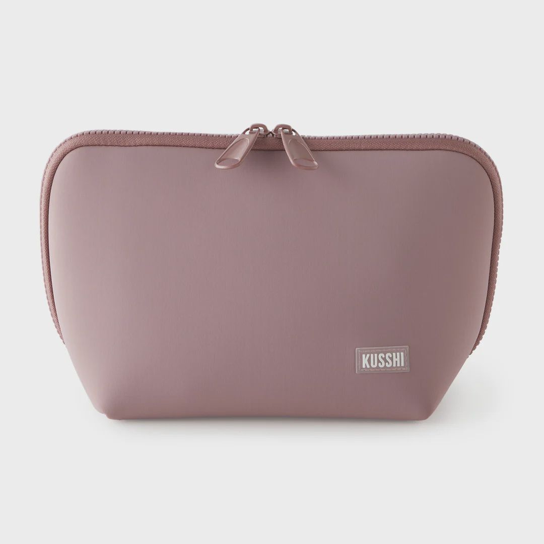 Neoprene Makeup Bag, Color: Mauve/Stone