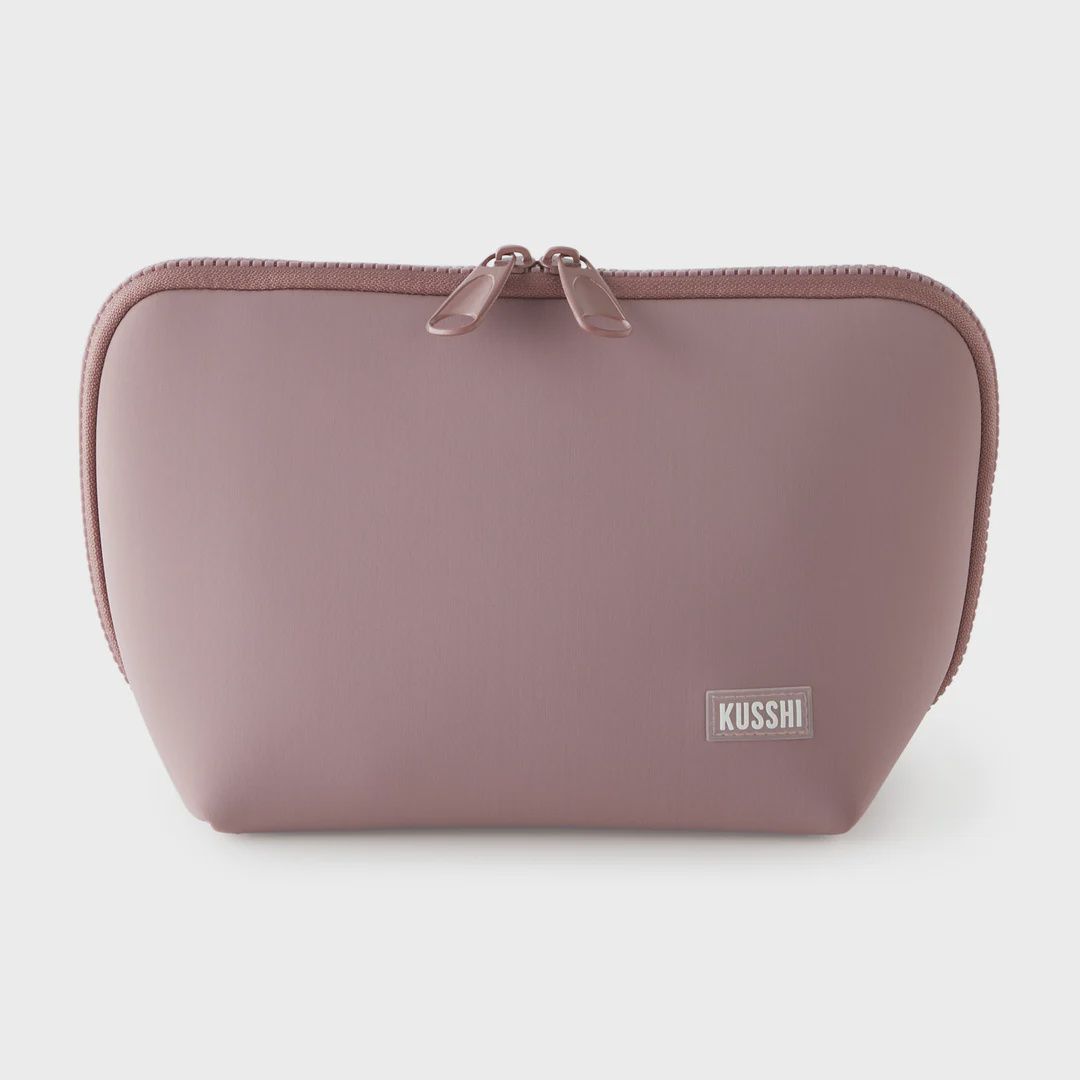 Neoprene Makeup Bag, Color: Mauve/Stone