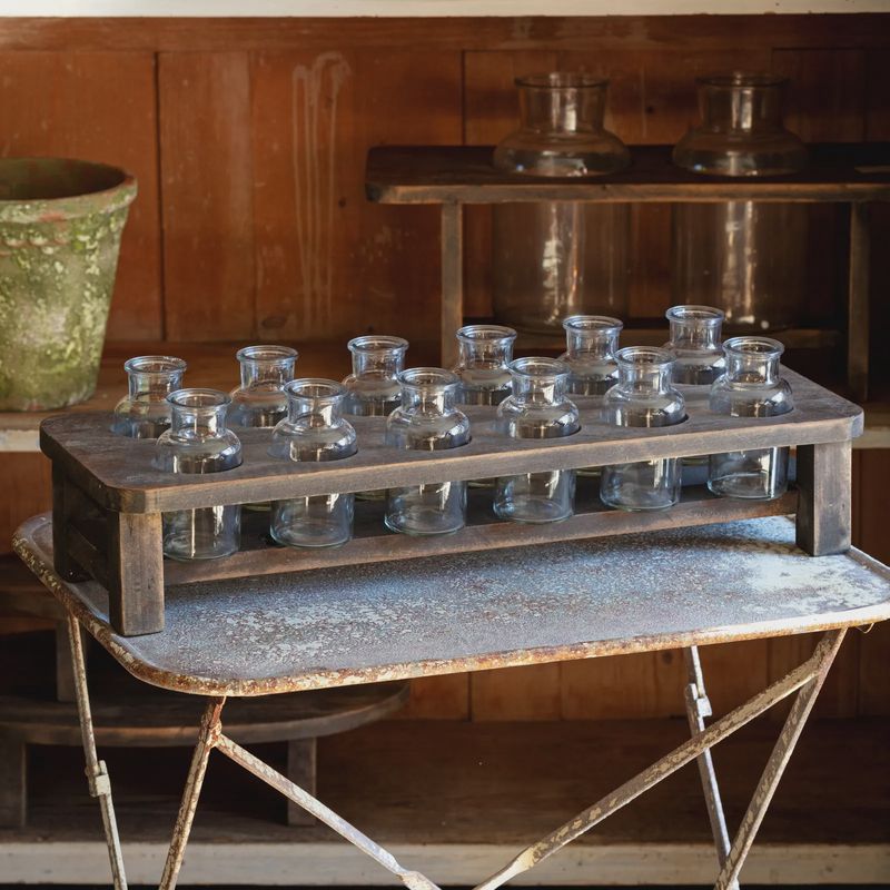 Wooden Flower Stand with 12 Bottles