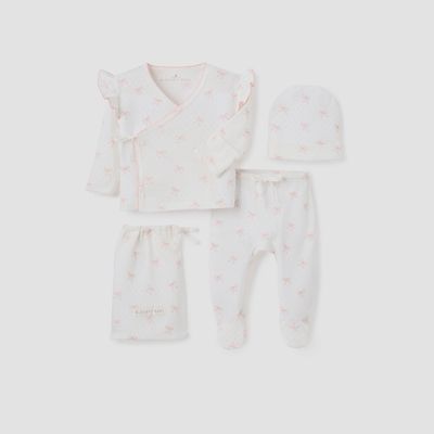 Pink Bow Organic Cotton Pointelle 3pc Set