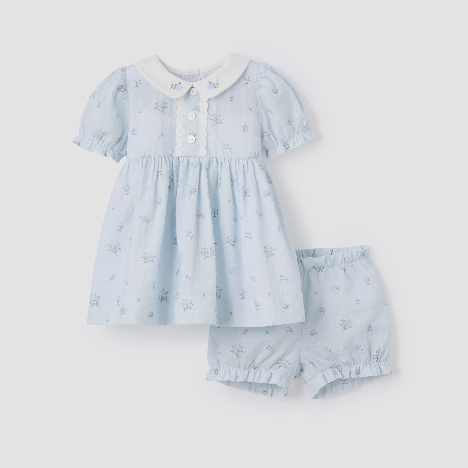 Blue Rose Swiss Dot Peter Pan Collar Dress