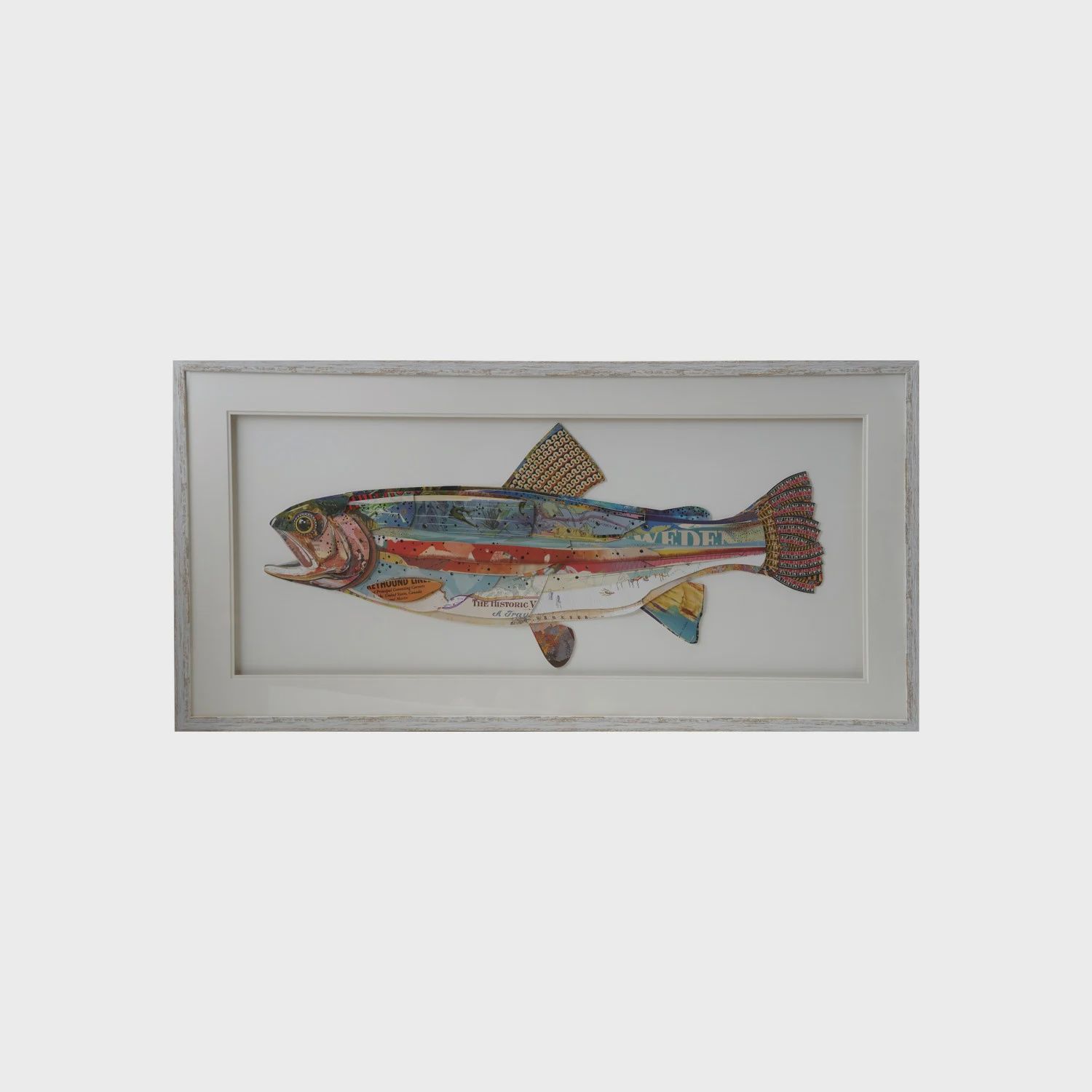 Fish Paper Collage Shadow Box