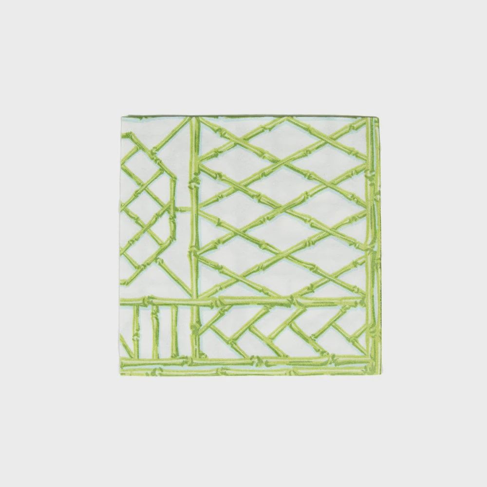 Bamboo Screen Moss Green Cocktail Napkin