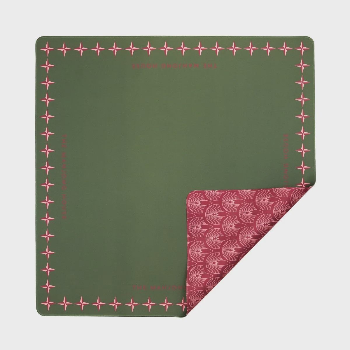 Deco Olive &amp; Red Double-Sided Mahjong Mat