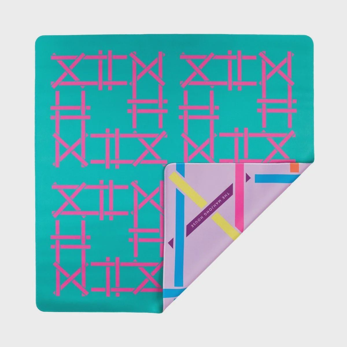 Teal Trellis Double-Sided Travel Mahjong Mat