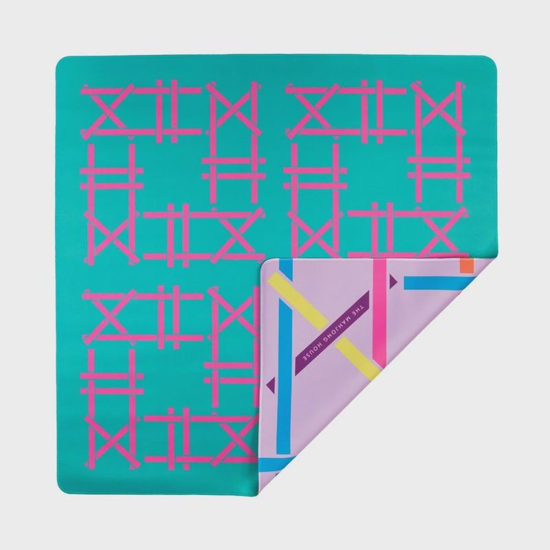 Teal Trellis Double-Sided Travel Mahjong Mat
