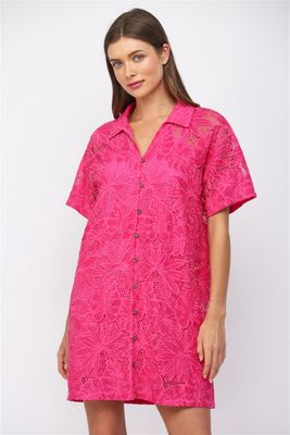 Trista Fuchsia Eyelet Dress