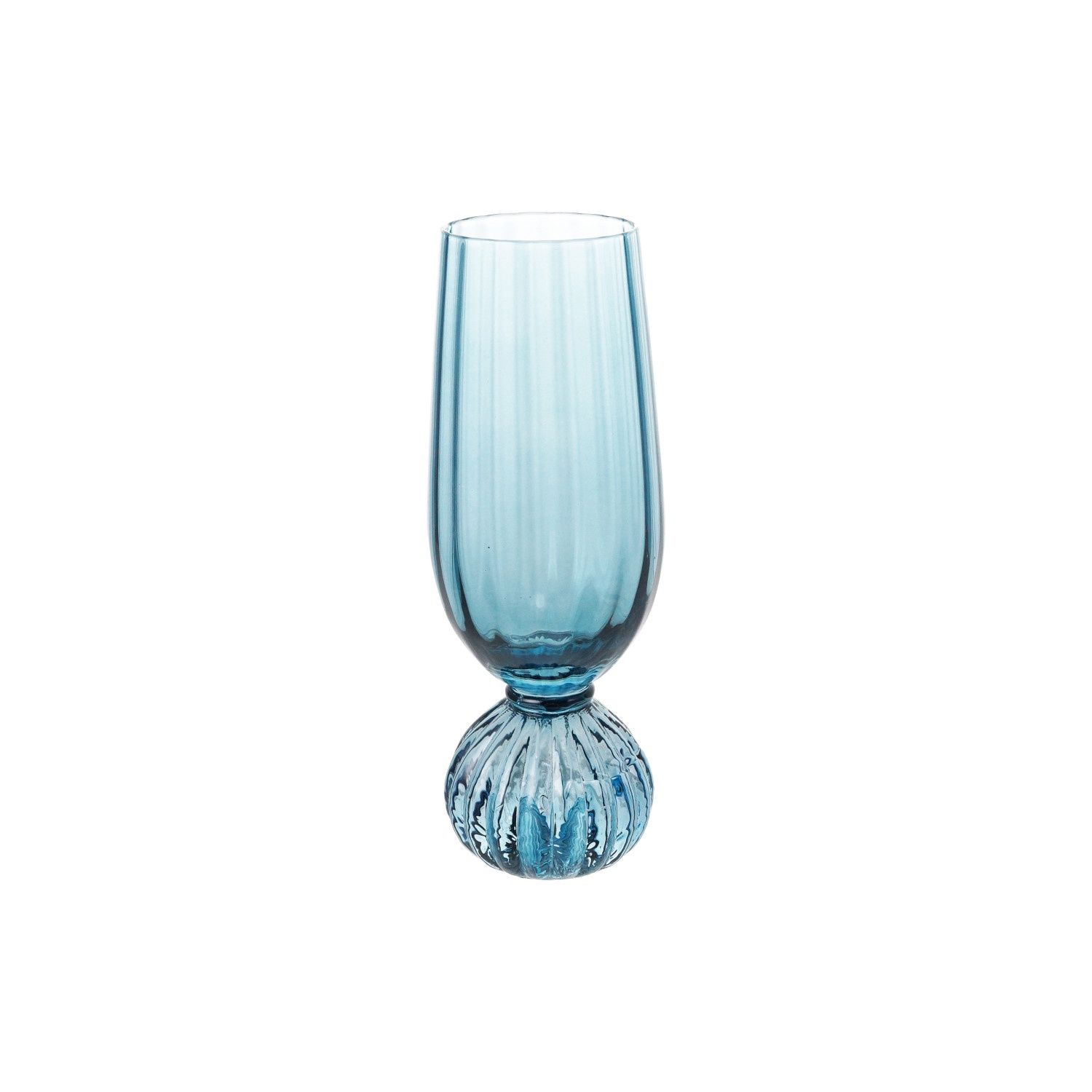 Pleated Blue Champagne Glass