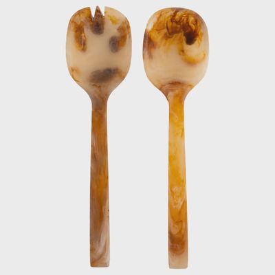 Umber &amp; Cream Resin Serving Set