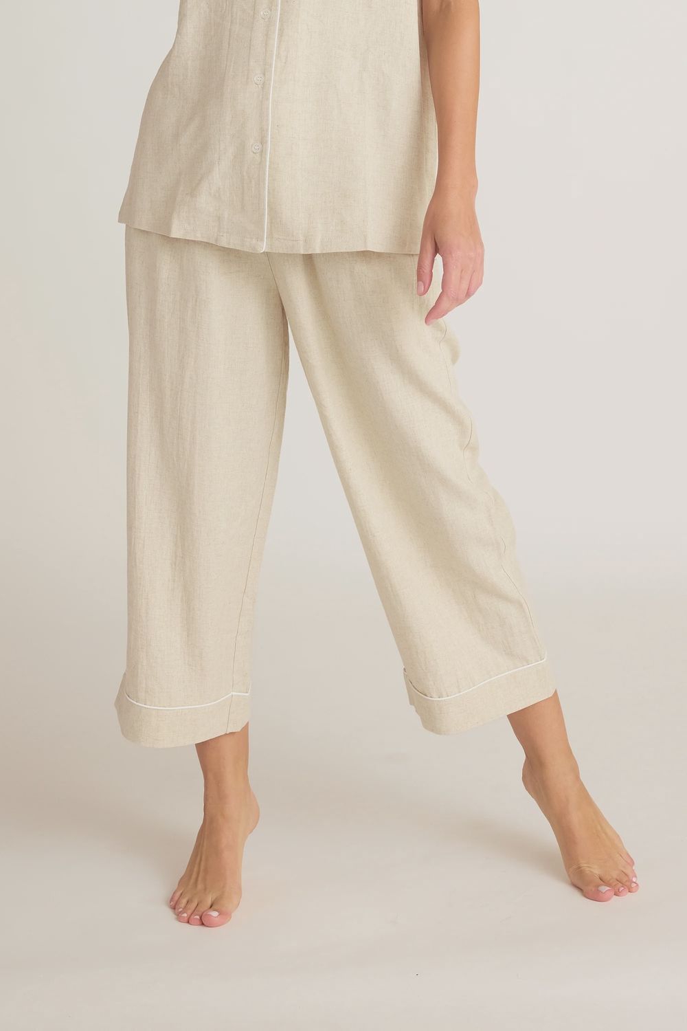 Linen Capri Pant, Color: Natural, Size: Small
