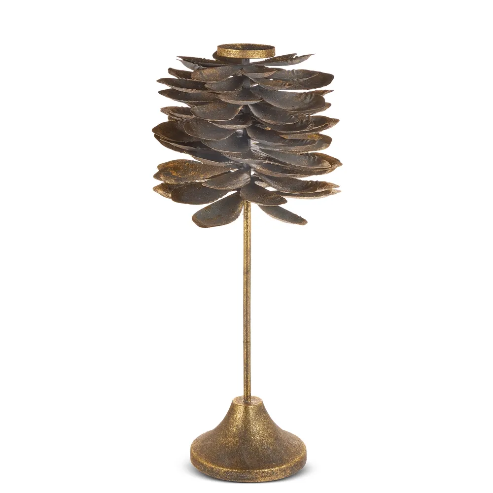 Antique Pinecone Candle Holder, Size: 22.5"