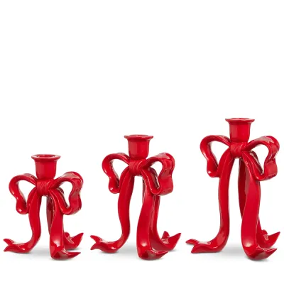 Red Bow Taper Holder
