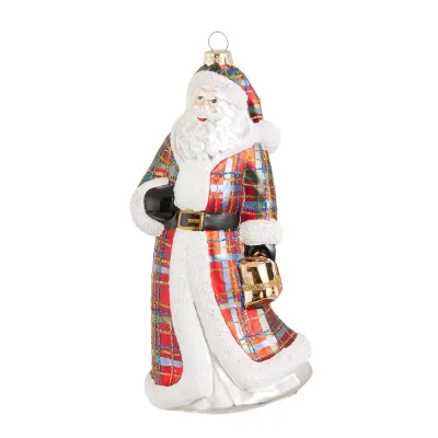 Plaid Santa Ornament