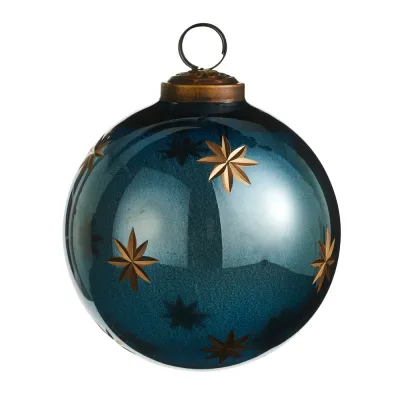 Etched Blue Star Ornament