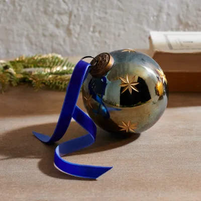 Etched Blue Star Ornament