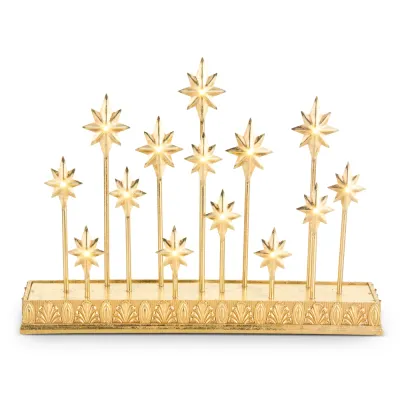 Lighted Gold Star Mantel Decor
