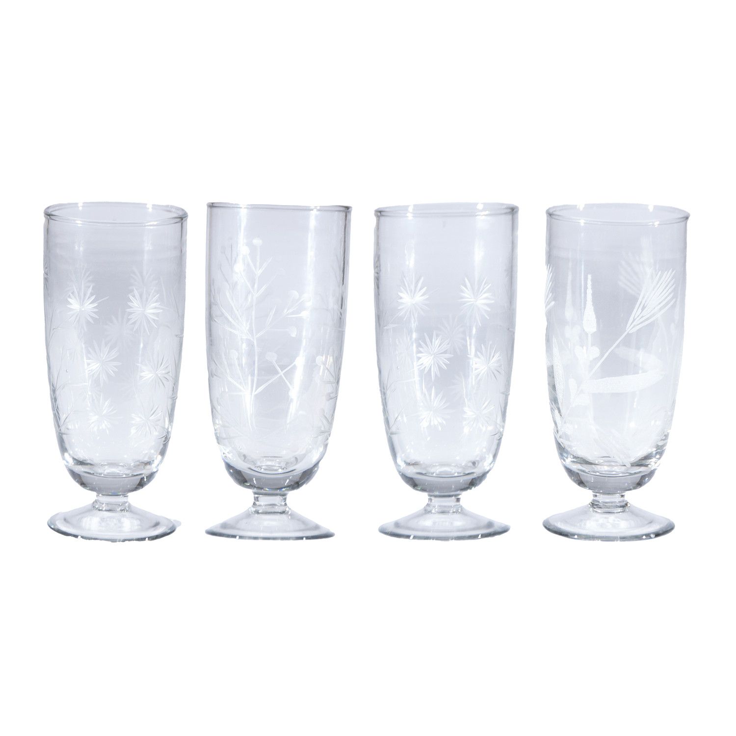 Hand-Blown Botanical Stemmed Drinking Glass