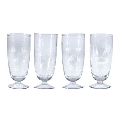 Hand-Blown Botanical Stemmed Drinking Glass