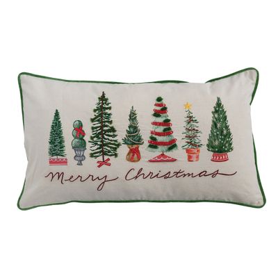 'Merry Christmas' Christmas Tree Lumbar Pillow