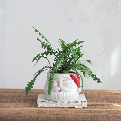 Santa Stoneware Planter
