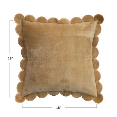 Mustard Velvet Scalloped Pillow