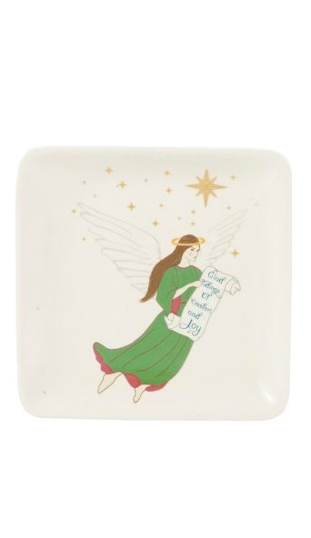 Stoneware Holy Nativity Dish, Style: Angel &amp; Scroll