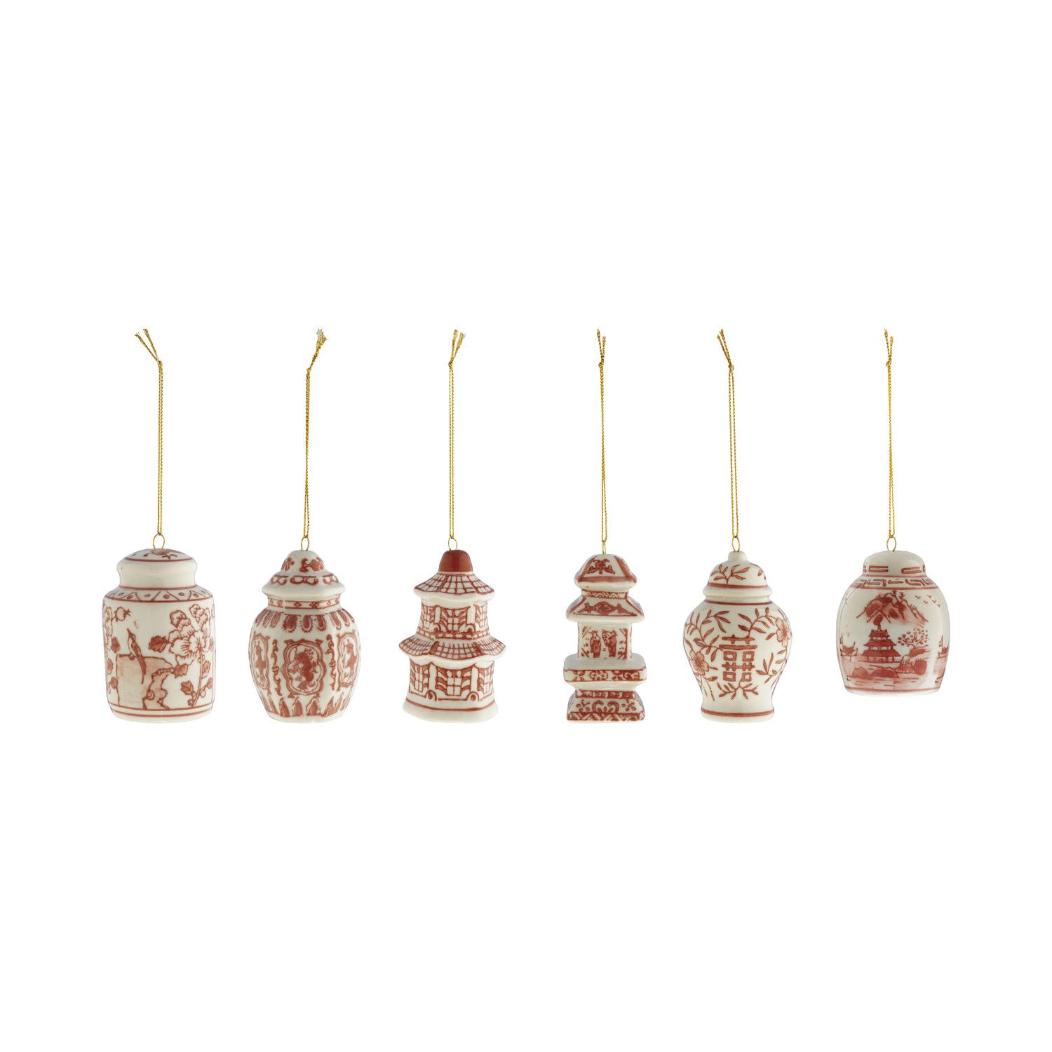 Burgundy/White Ginger Jar Ornament