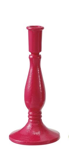 Enameled Iron Taper Holder, Color: Fuchsia