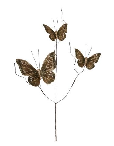 Feather Butterfly Spray, Color: Brown