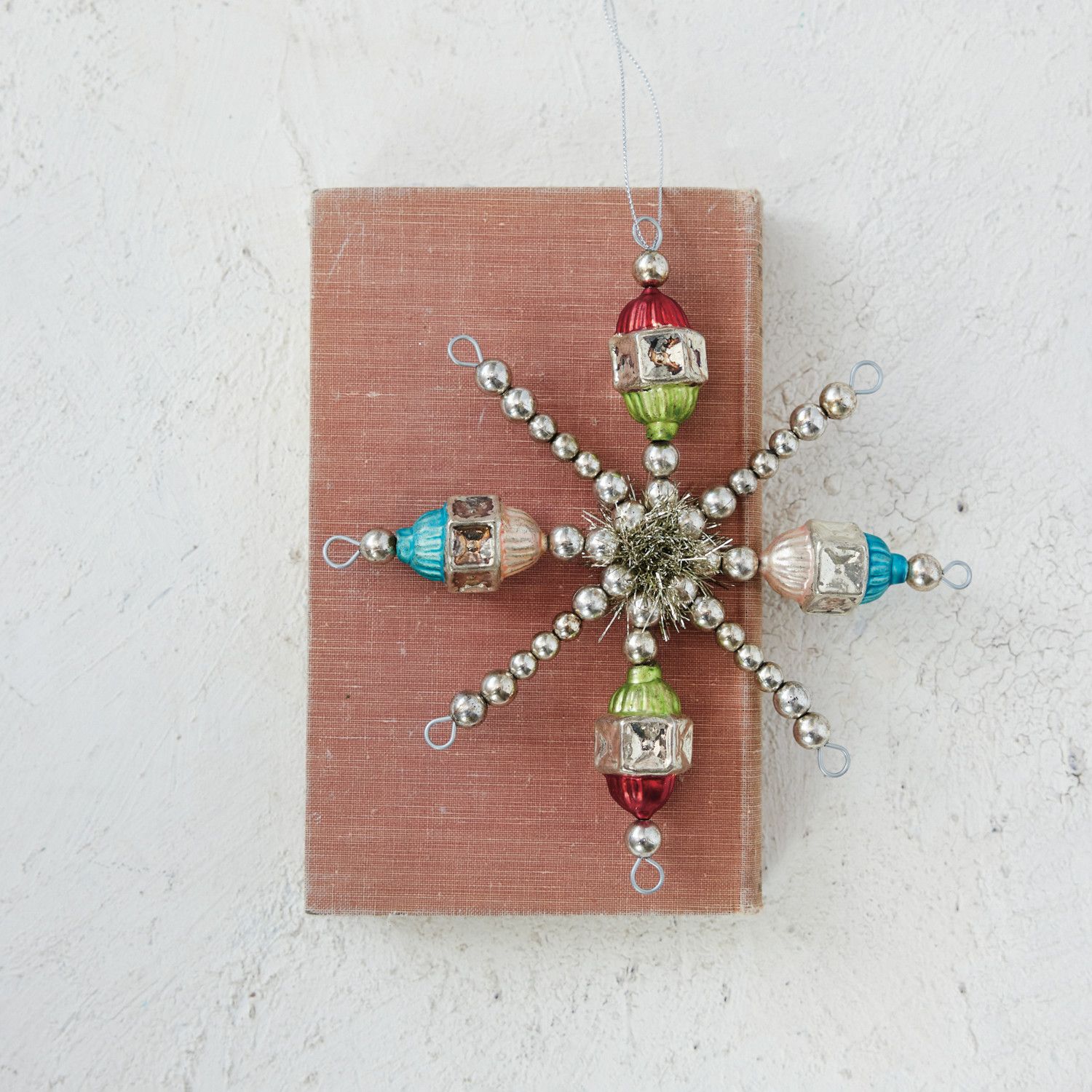 Multicolor Glass Beaded Snowflake Ornament