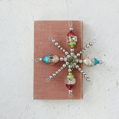 Multicolor Glass Beaded Snowflake Ornament