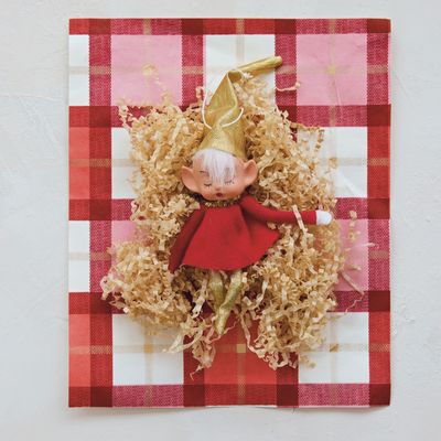 Vintage Red Elf Ornament