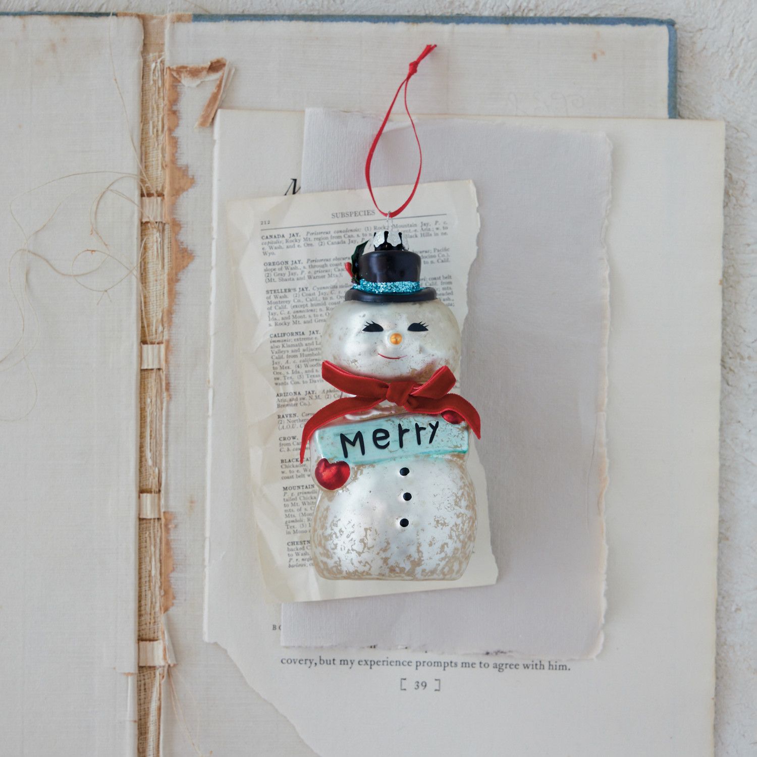 Mercury Glass Snowman Ornament