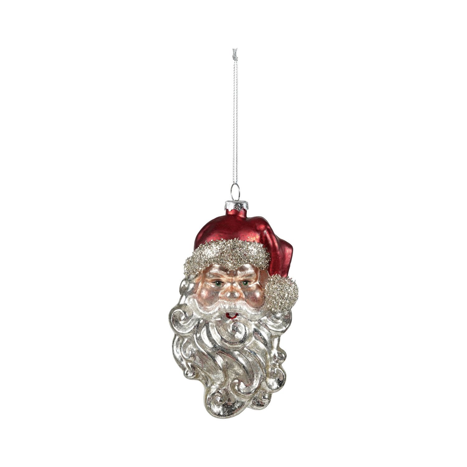 Mercury Glass Santa Ornament