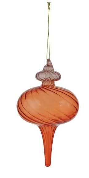 Two-Tone Glass Finial Ornament, Color: Pink/Orange, Size: Short