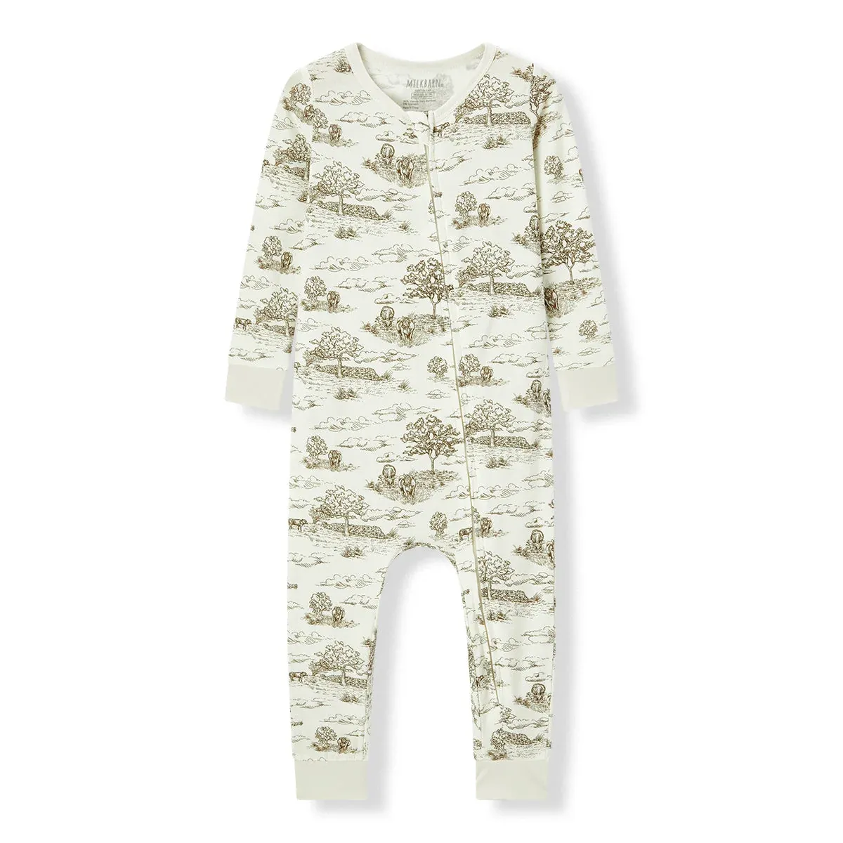 Country Toile Luxe Zipper Pajama, Size: 3-6M