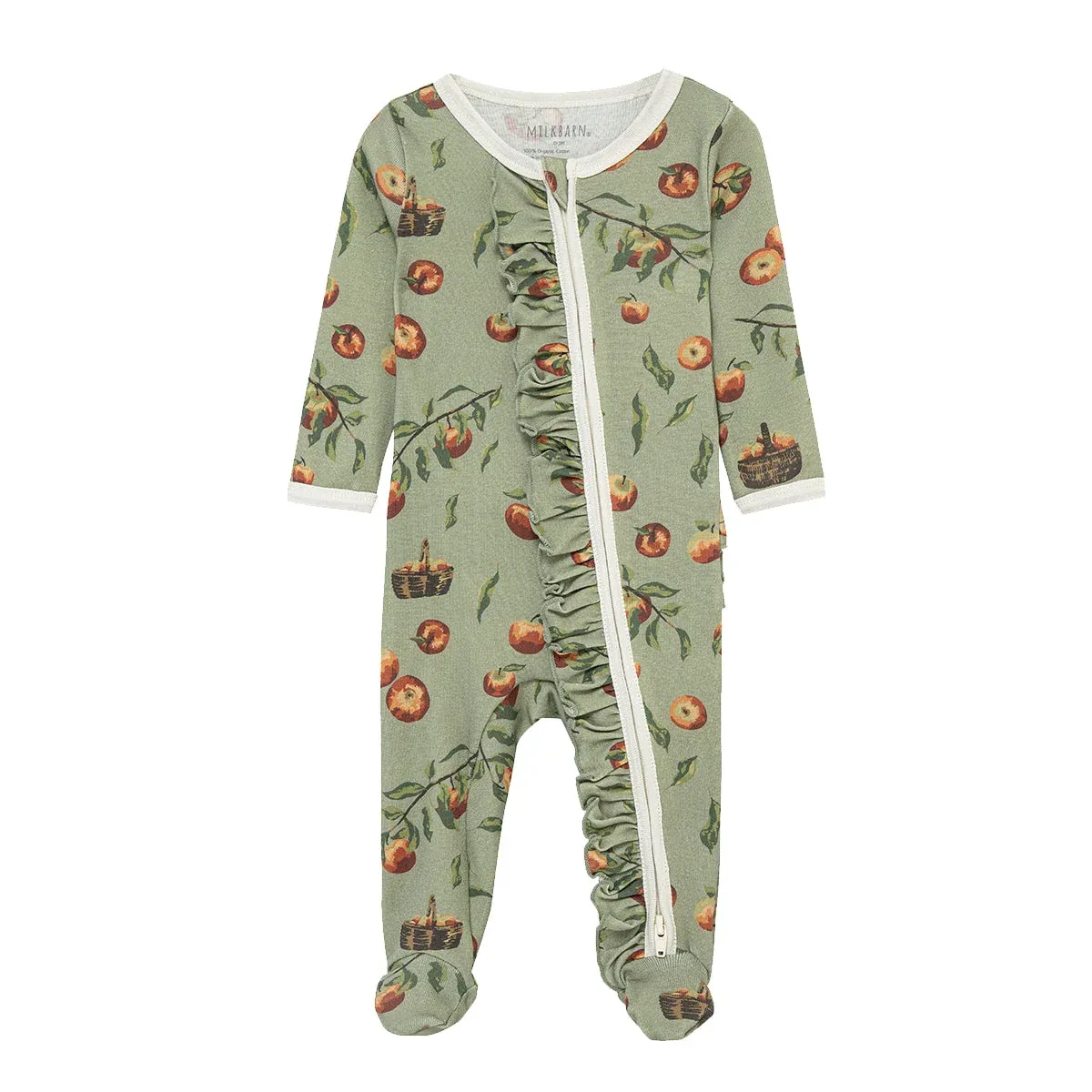 Apple Orchard Ruffle Footed Romper, Size: 0-3M