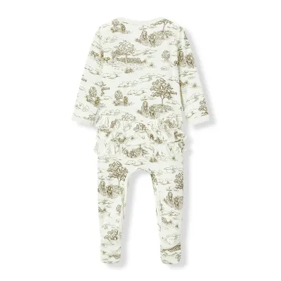 Country Toile Luxe Ruffle Footed Romper