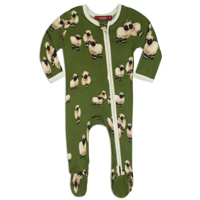 Valais Sheep Zipper Footed Romper