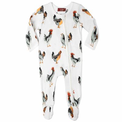 Chicken Zipper Footed Romper