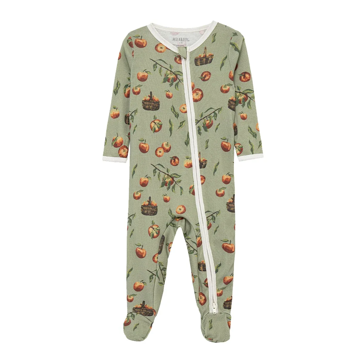 Apple Orchard Zipper Footed Romper, Size: 0-3M