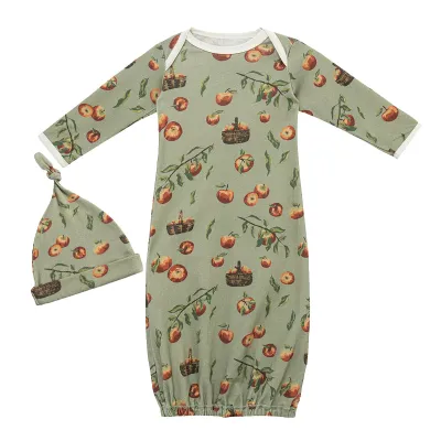 Apple Orchard Newborn Gown &amp; Hat Set