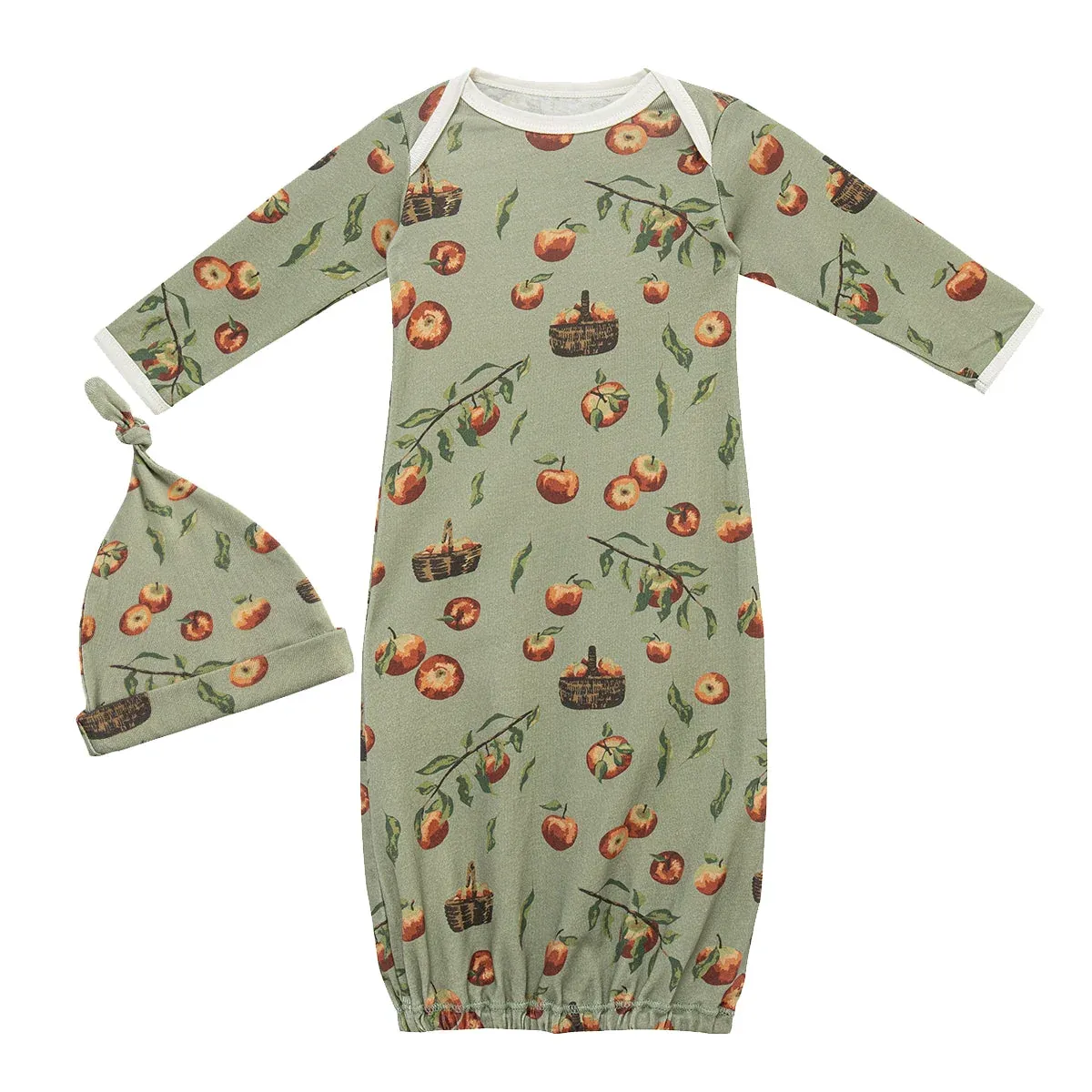 Apple Orchard Newborn Gown &amp; Hat Set, Size: 0-3M