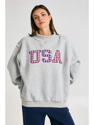 USA Gingham Mock Neck
