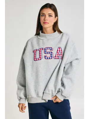 USA Gingham Mock Neck