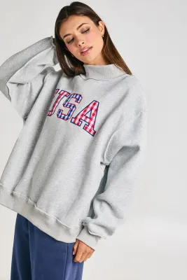 USA Gingham Mock Neck