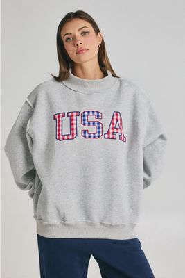 USA Gingham Mock Neck