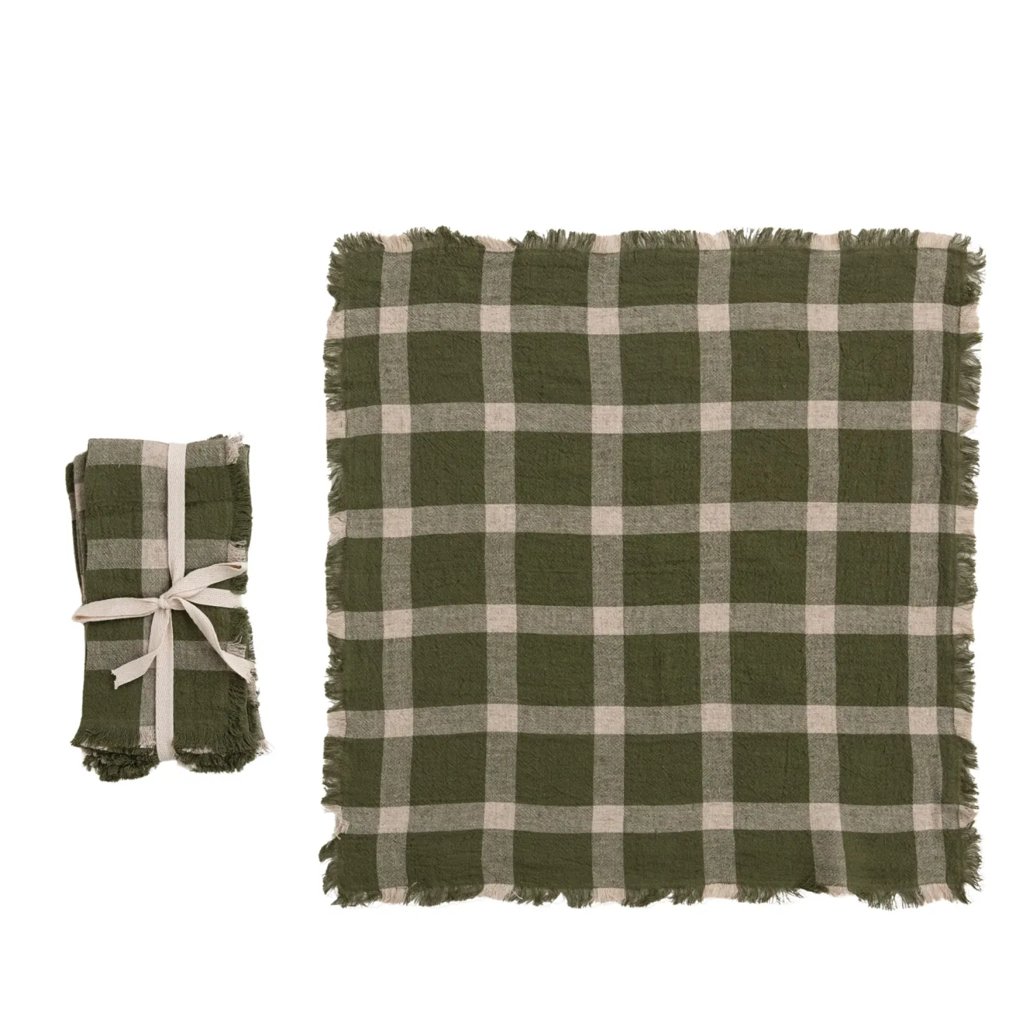 Green Plaid Napkin Set